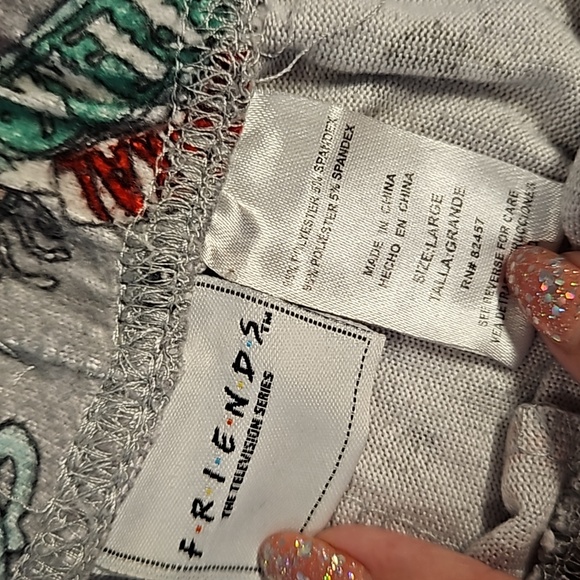 FRIENDS drawstring pajama bottoms UNISEX large Central Perk TV Show coffee - Picture 5 of 7